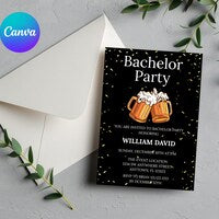 Bachelor Party Invitation Template, cheer and beer bachelor party invite, Editable Bachelor Weekend, Groomsmen Whiskey Cigar Invite