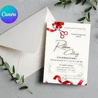 Grand Opening Flyer Template, Grand Opening Invitation, Business Grand Opening Digital, Launch Party invitation, Red and White Grand Invite