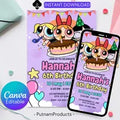 Girl Birthday Invitation, PowerPuff Girls birthday invitation, PowerPuff Girl birthday invitation, Girl Birthday Party, Instant Download