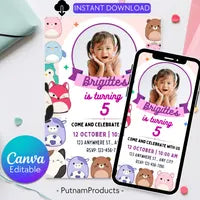 Squishmallow Birthday Invitation, Squish mallow Invite, Squish Birthday Party Printable, Squishy Party Invite, Kids Party Invitation