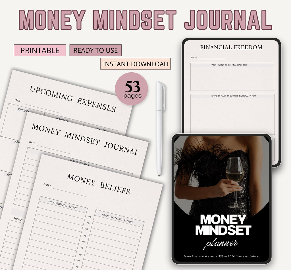 Money Mindset Journal, Money Manifesting Printable Template, Financial Journal Template, Wealth Manifestation Journal, Instant Download