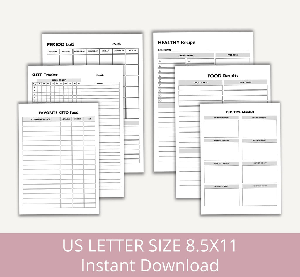 Healthy Living Planner Printable, Healthy Lifestyle Tracker, Fitness Planner, Activity Tracker, Daily Exercise Log, Wellness Worksheet