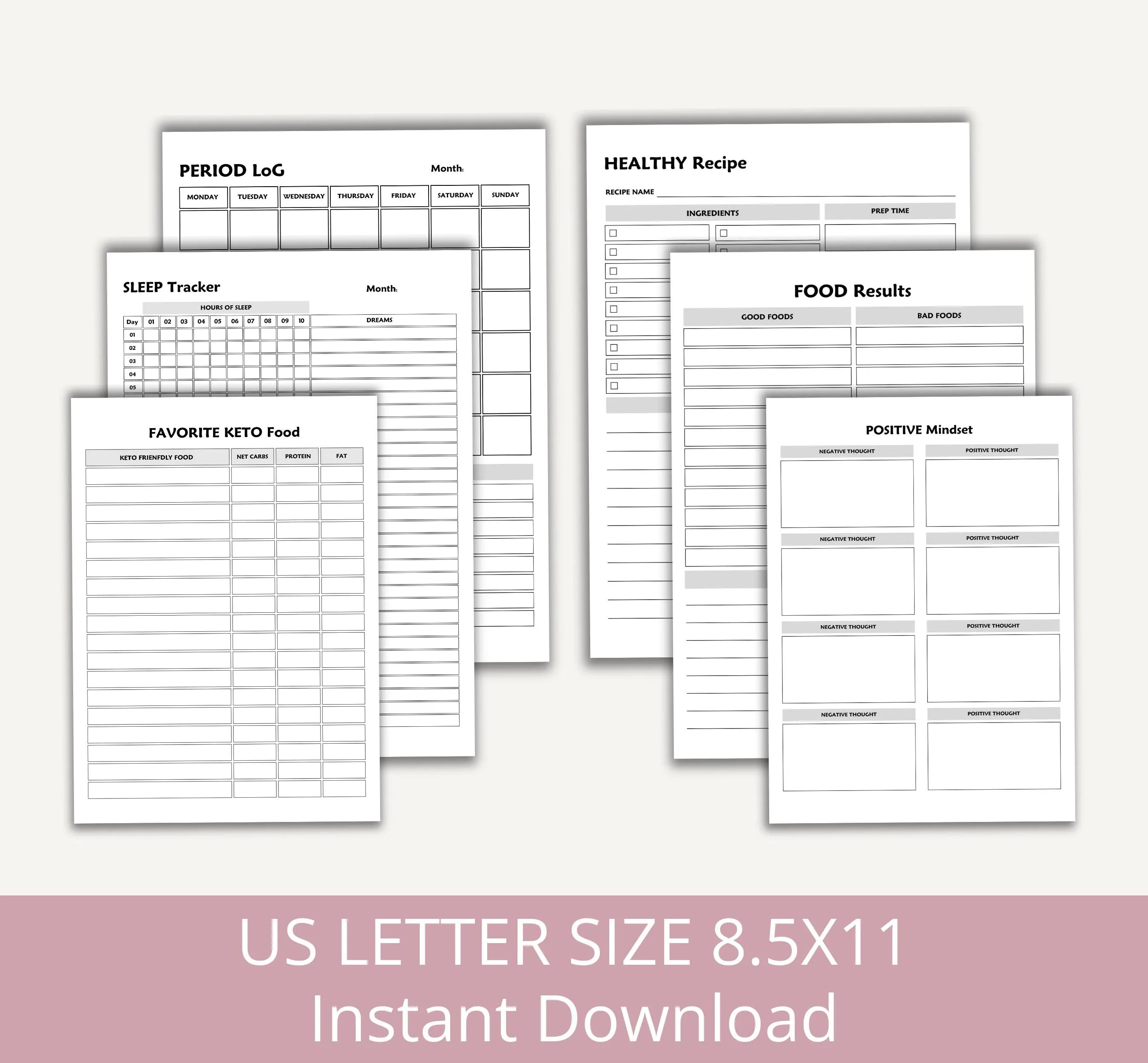 Healthy Living Planner Printable, Healthy Lifestyle Tracker, Fitness Planner, Activity Tracker, Daily Exercise Log, Wellness Worksheet