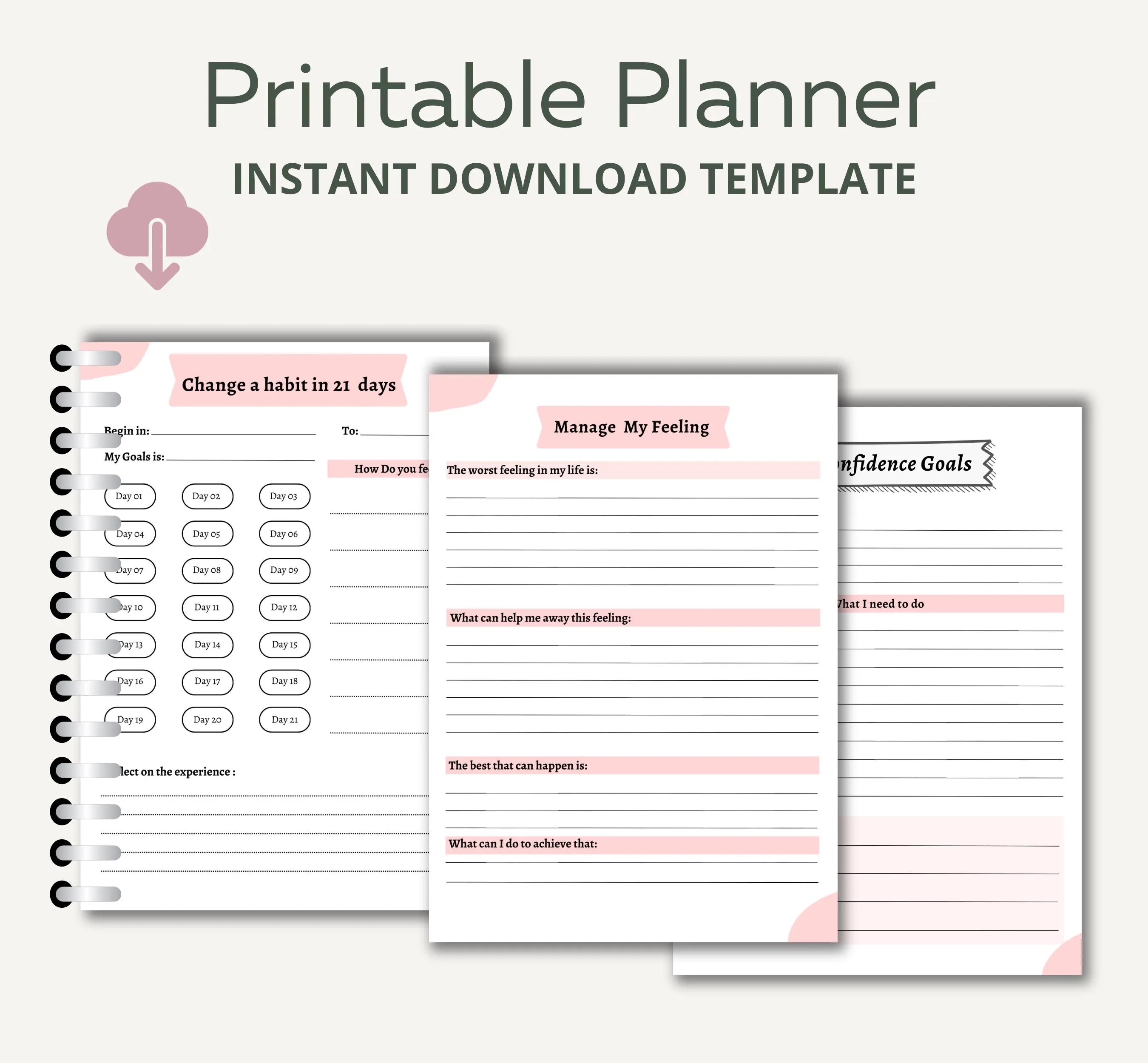 Printable Gratitude Journal, Mindfulness Wellness and Habit Tracker, Gratitude Journal, Daily Gratitude Reflection Journal, Instant Download