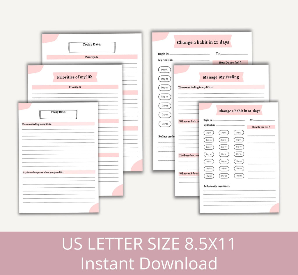 Printable Gratitude Journal, Mindfulness Wellness and Habit Tracker, Gratitude Journal, Daily Gratitude Reflection Journal, Instant Download