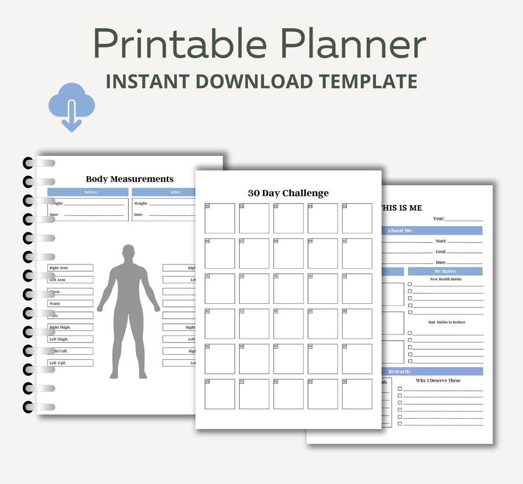 Digital Health & Fitness Planner, Printable Workout Planner, Fitness Journal Template, Weight Loss Tracker, Better Health Care Template