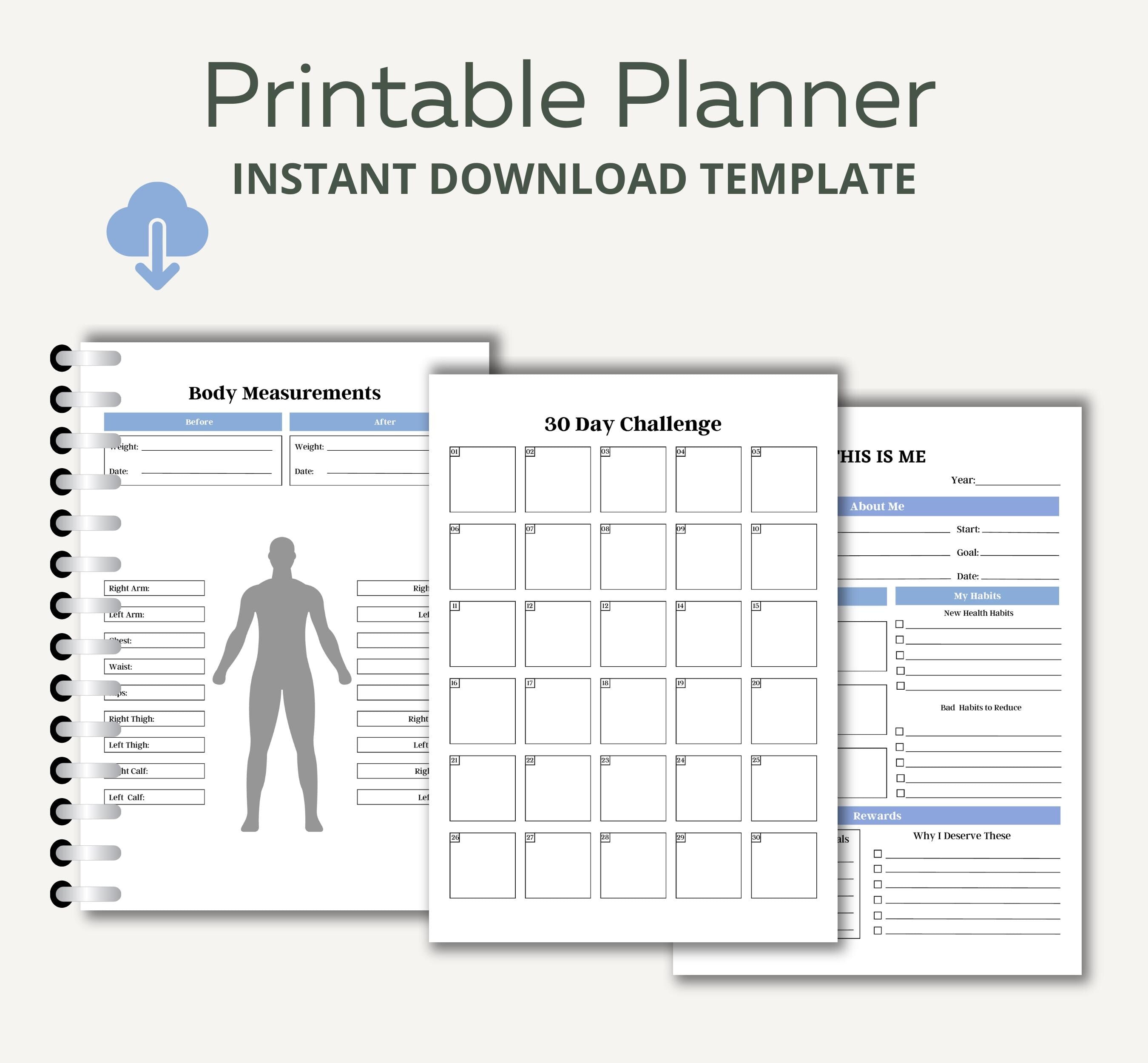 Digital Health & Fitness Planner, Printable Workout Planner, Fitness Journal Template, Weight Loss Tracker, Better Health Care Template