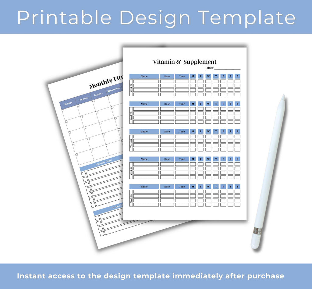 Digital Health & Fitness Planner, Printable Workout Planner, Fitness Journal Template, Weight Loss Tracker, Better Health Care Template