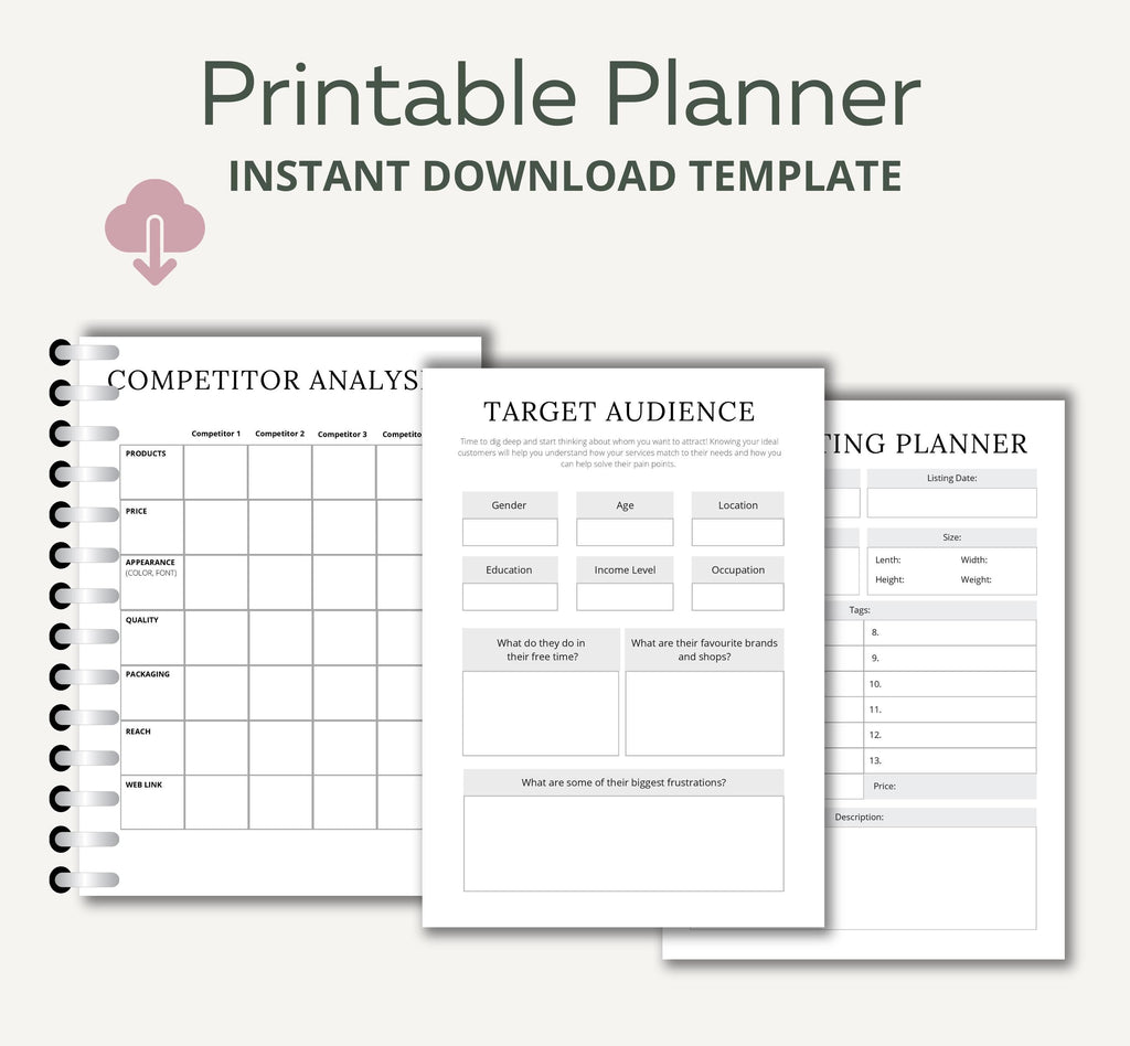 Printable Etsy Shop Planner, Etsy products planner, Etsy Shop Organizer, Selling on Etsy Made easy Planning Template, Instant Download