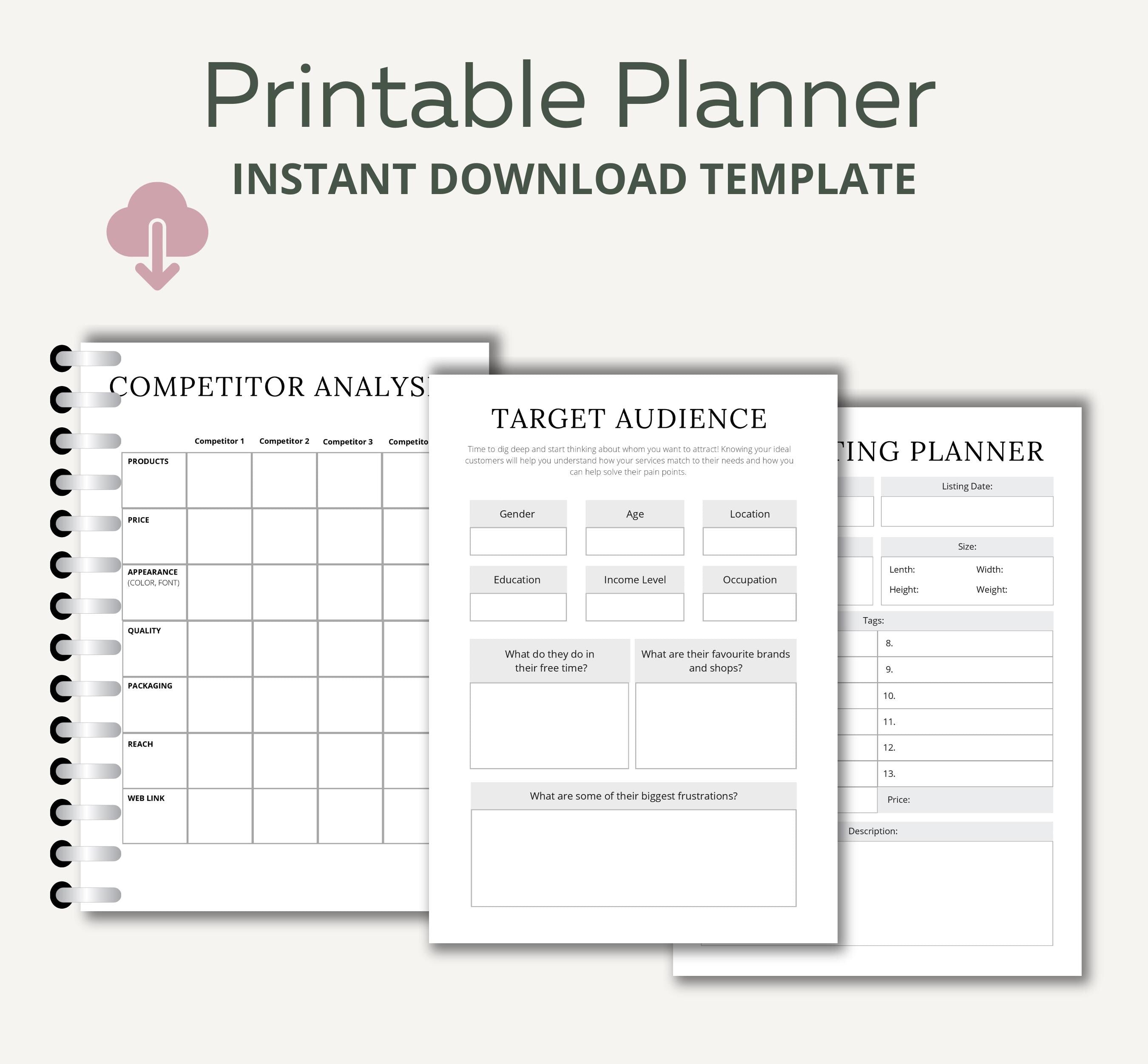 Printable Etsy Shop Planner, Etsy products planner, Etsy Shop Organizer, Selling on Etsy Made easy Planning Template, Instant Download