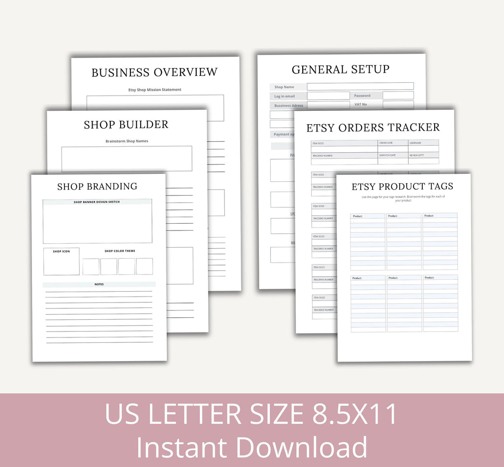 Printable Etsy Shop Planner, Etsy products planner, Etsy Shop Organizer, Selling on Etsy Made easy Planning Template, Instant Download