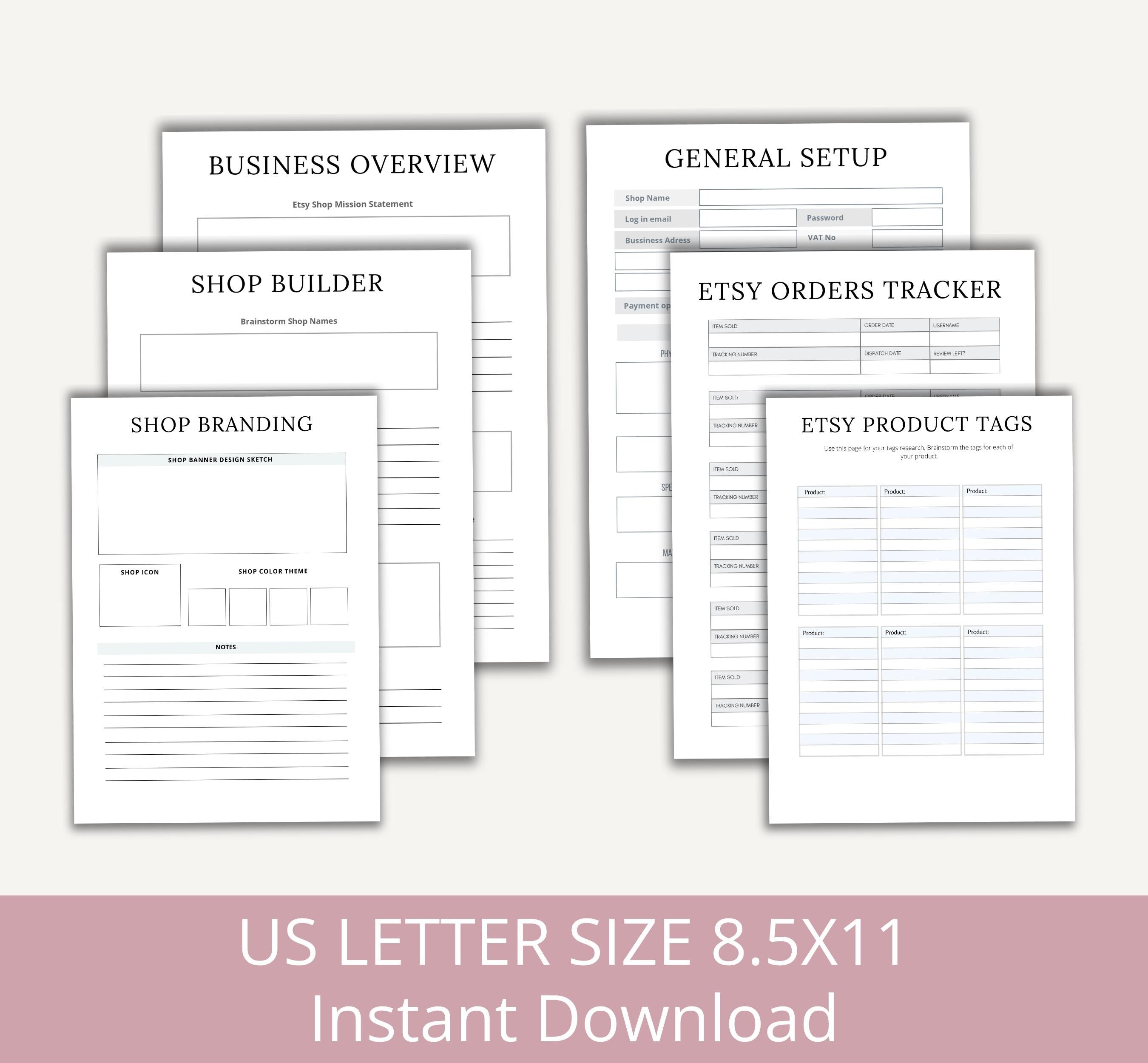 Printable Etsy Shop Planner, Etsy products planner, Etsy Shop Organizer, Selling on Etsy Made easy Planning Template, Instant Download