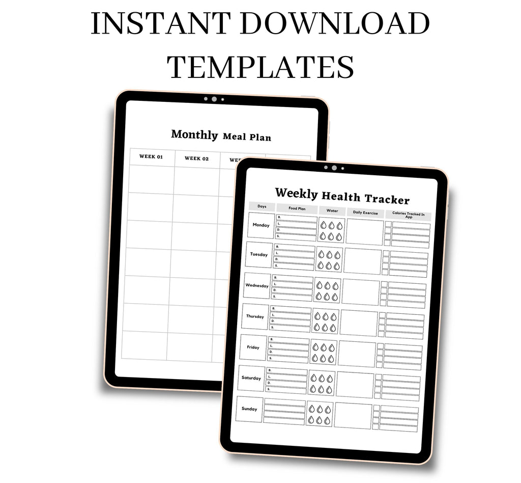Printable Meal Planner, Weekly Meal Planner Printable Template, 7 Day Menu Plan, Food Planner, Health & Fitness Plan, Instant Download