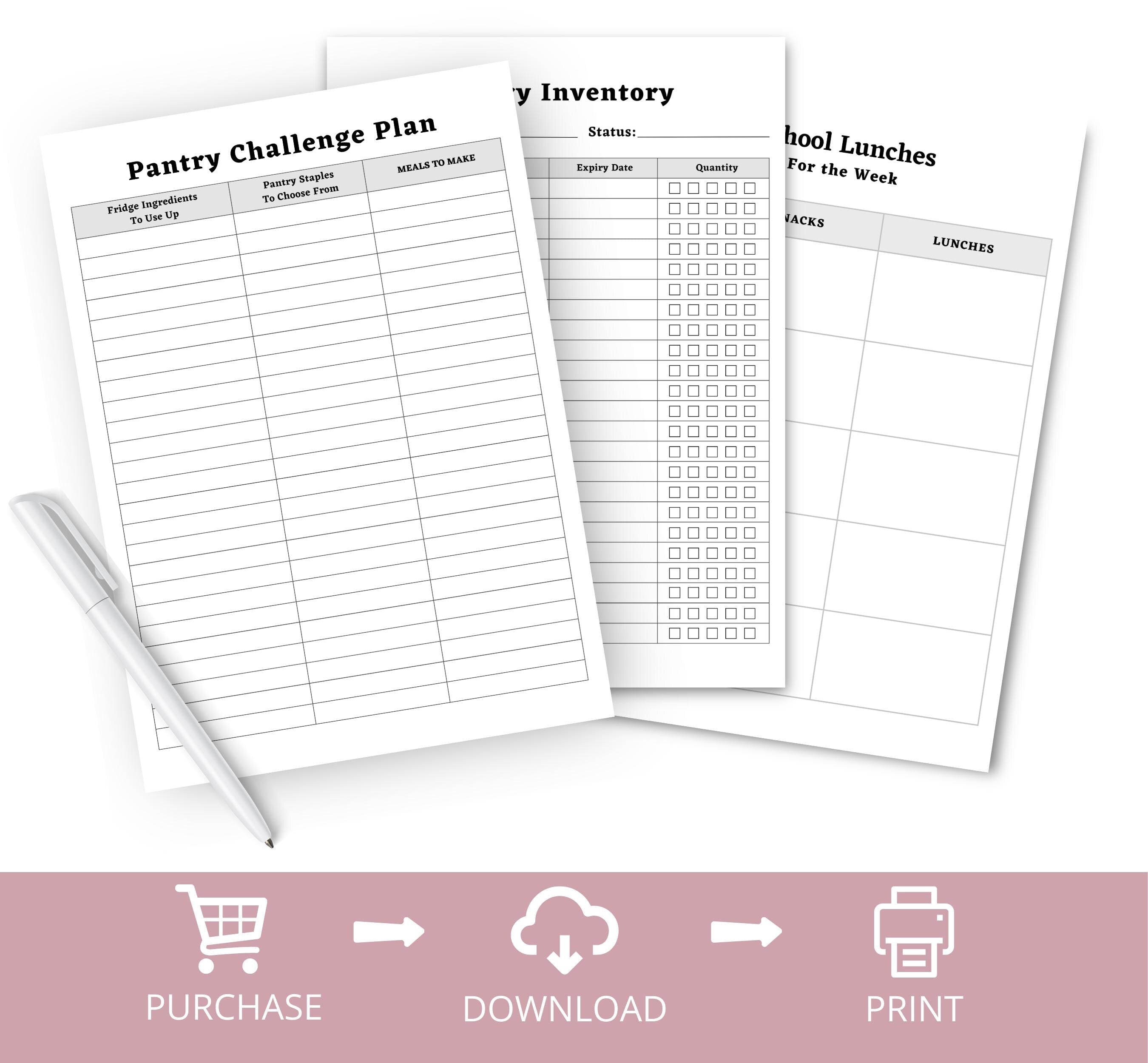 Printable Meal Planner, Weekly Meal Planner Printable Template, 7 Day Menu Plan, Food Planner, Health & Fitness Plan, Instant Download