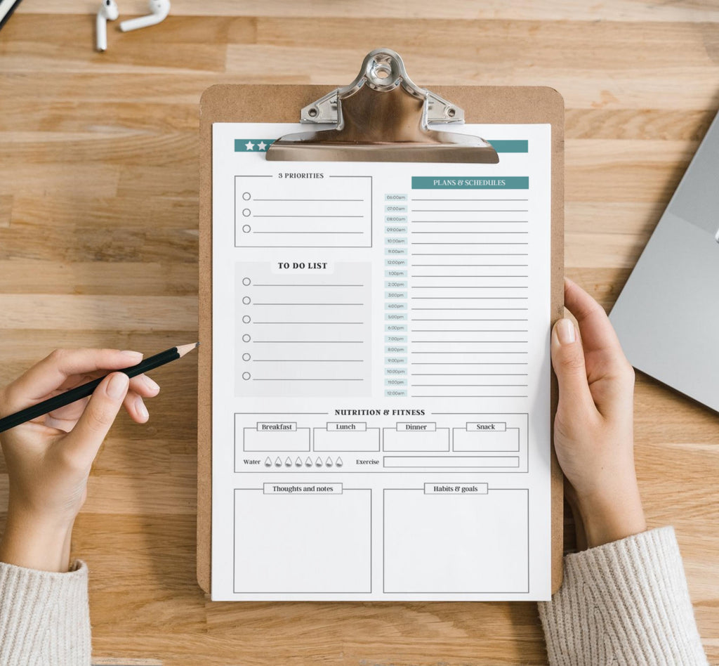 Daily Planner 2025 Printable, Daily Workout Log, Meal Tracker, Printable Daily, Weekly, Monthly Planner, Instant Download Planner Template