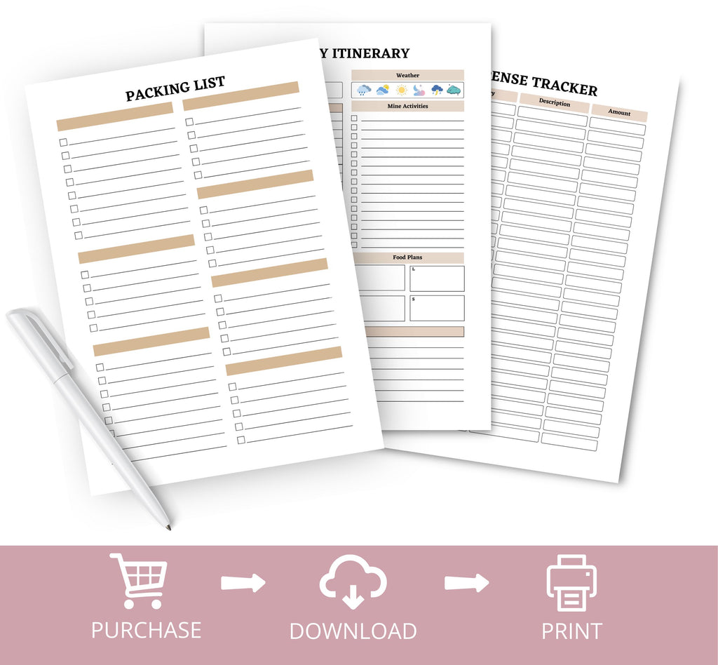 Travel Planner Template, Trip Itinerary Printable Travel Guide, Travel Agent Planner, Holiday Honeymoon Vacation Planner, Travel Organizer