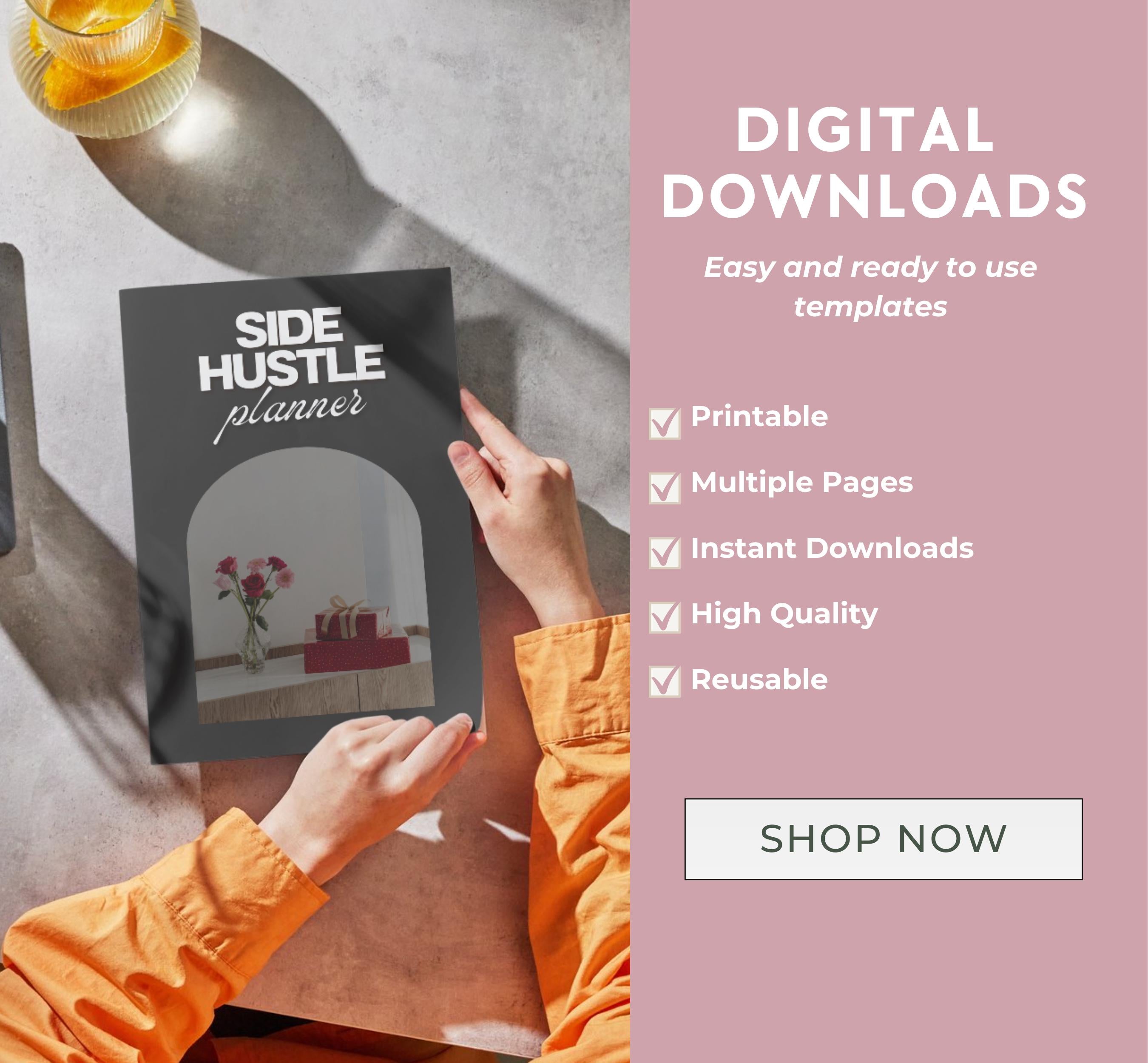 Printable Side Hustle Planner, Side Hustle Tracker, Side Hustle Organizer, Side Job Tracker Template, Business Organizer, Instant Download