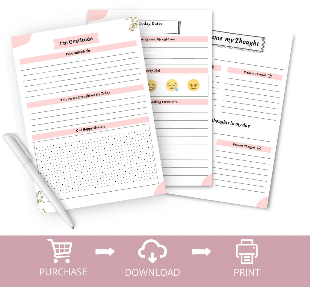 Printable Gratitude Journal, Mindfulness Wellness and Habit Tracker, Gratitude Journal, Daily Gratitude Reflection Journal, Instant Download