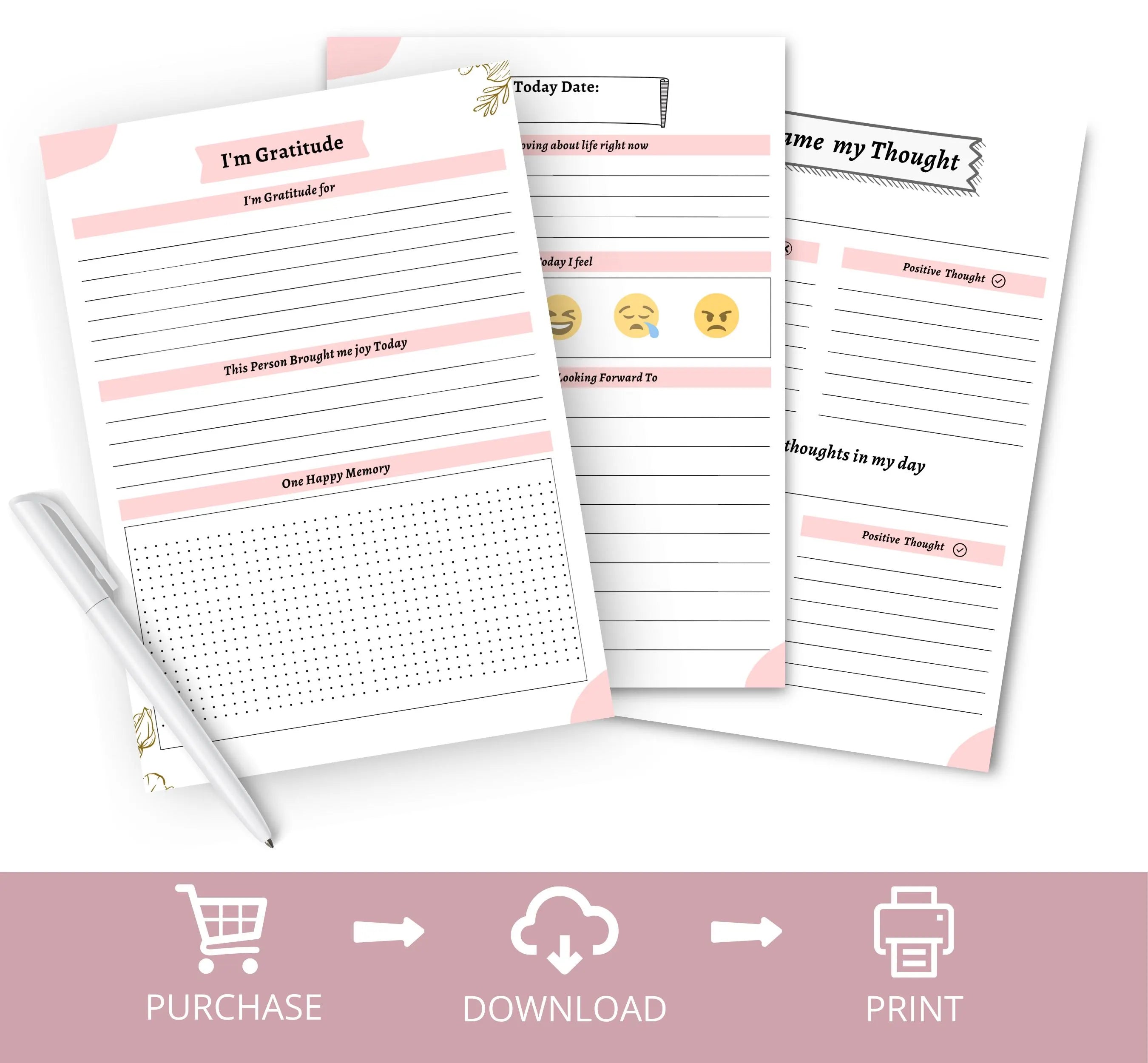 Printable Gratitude Journal, Mindfulness Wellness and Habit Tracker, Gratitude Journal, Daily Gratitude Reflection Journal, Instant Download