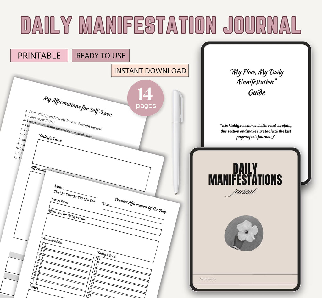 Manifestation Journal, Vision Board, Mindfulness journal, Digital Manifestation Journal, Law of Attraction Journal, Printable Planner