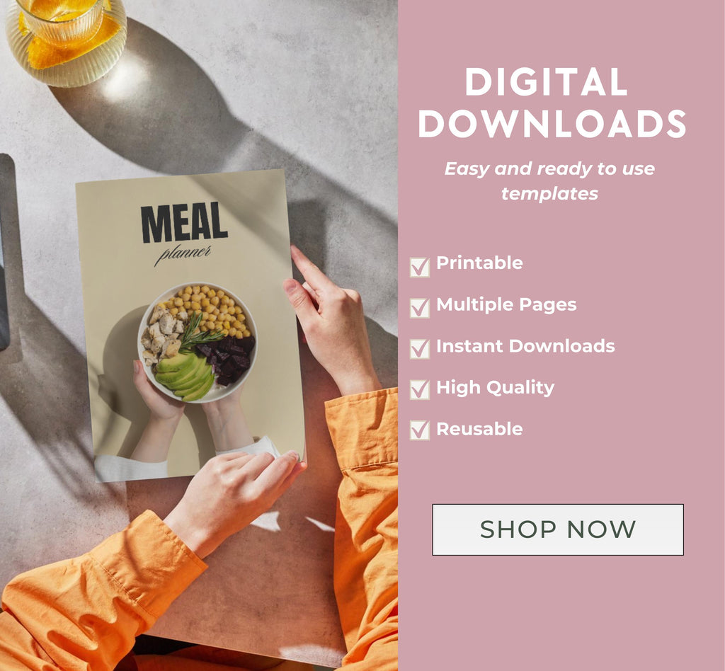 Printable Meal Planner, Weekly Meal Planner Printable Template, 7 Day Menu Plan, Food Planner, Health & Fitness Plan, Instant Download