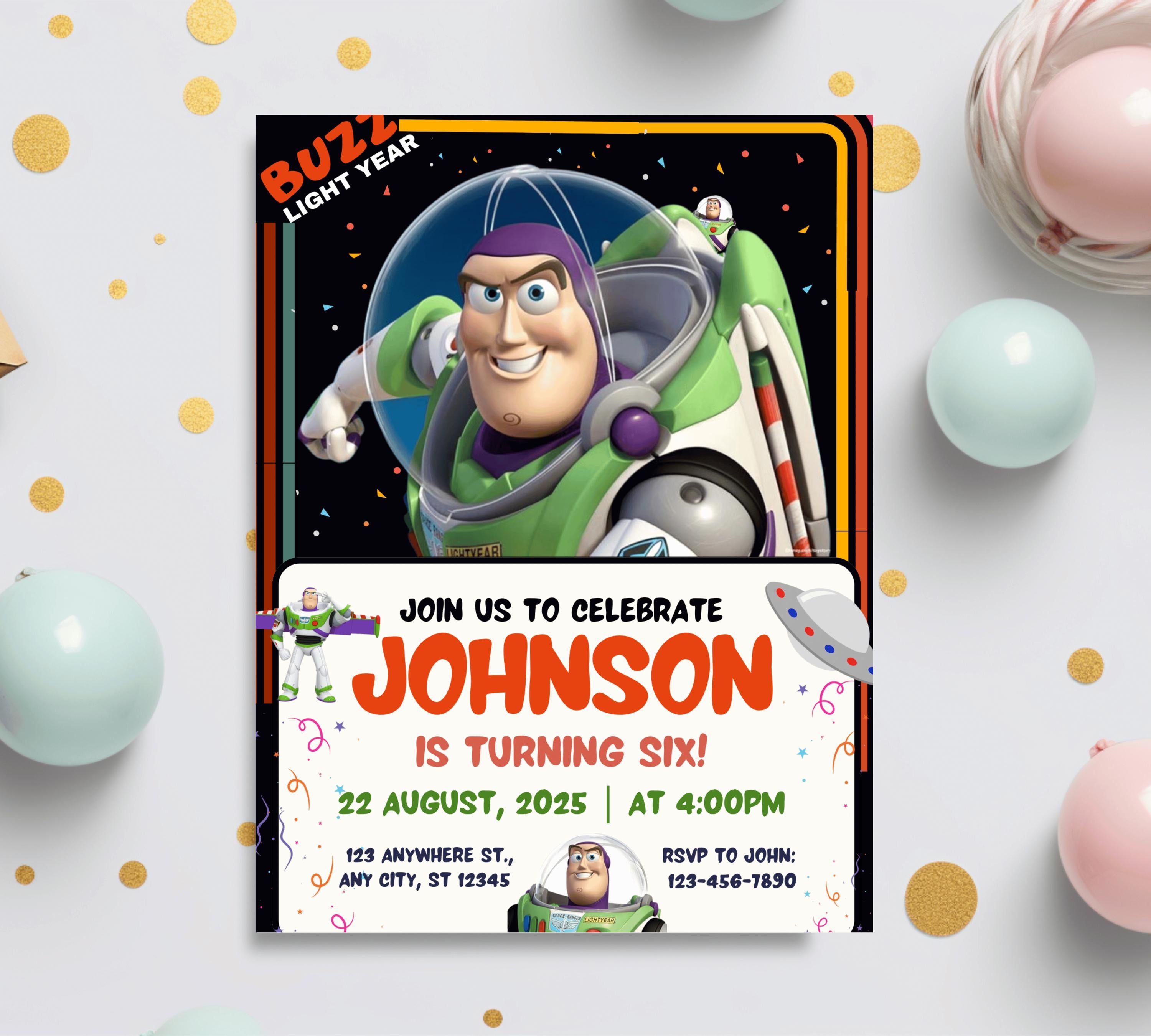 Buzz Lightyear Birthday Invitation Toy Story Birthday Invitation Buzz Digital Invite Buzz Lightyear Birthday Digital Printable Invitation