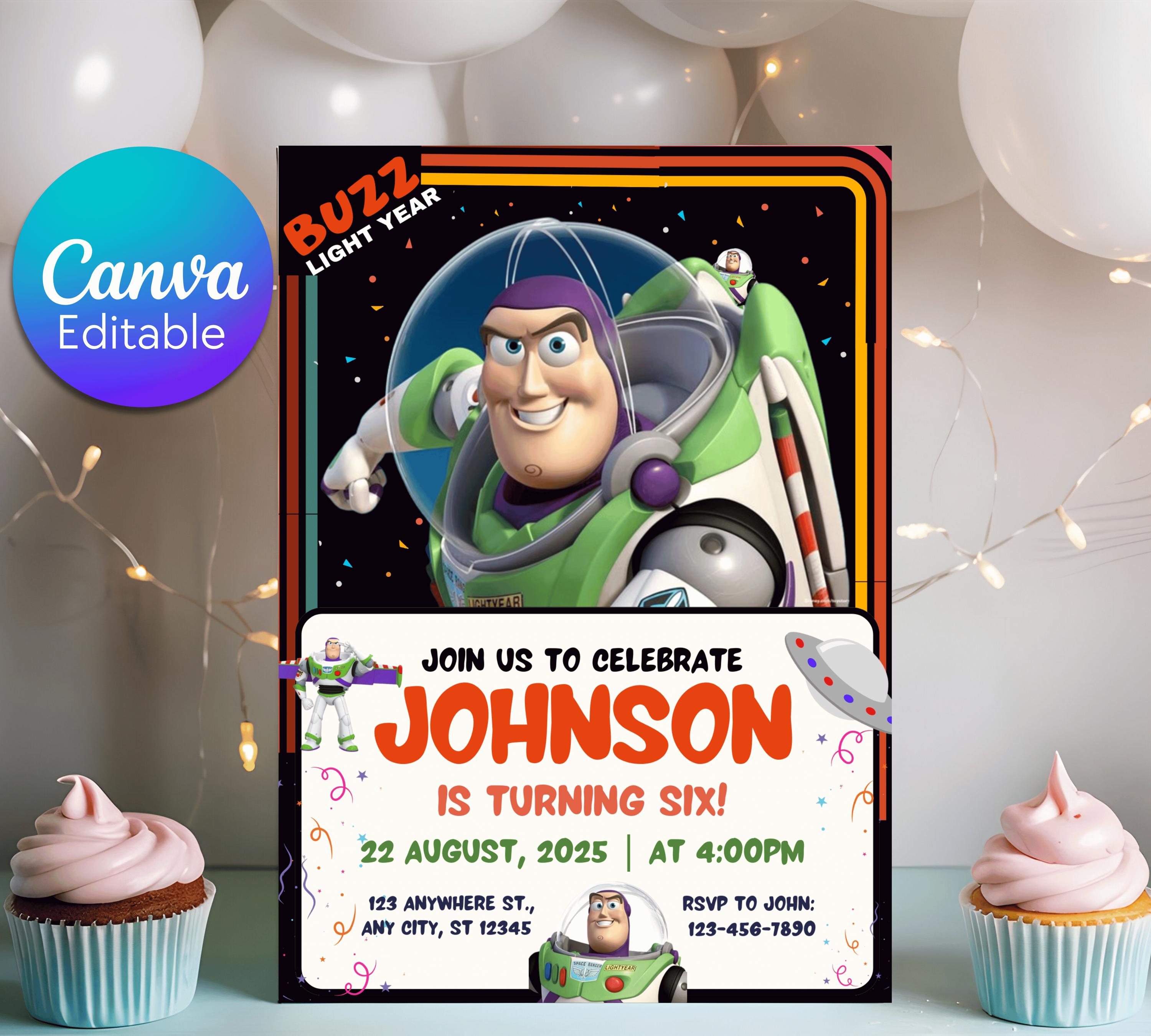 Buzz Lightyear Birthday Invitation Toy Story Birthday Invitation Buzz Digital Invite Buzz Lightyear Birthday Digital Printable Invitation