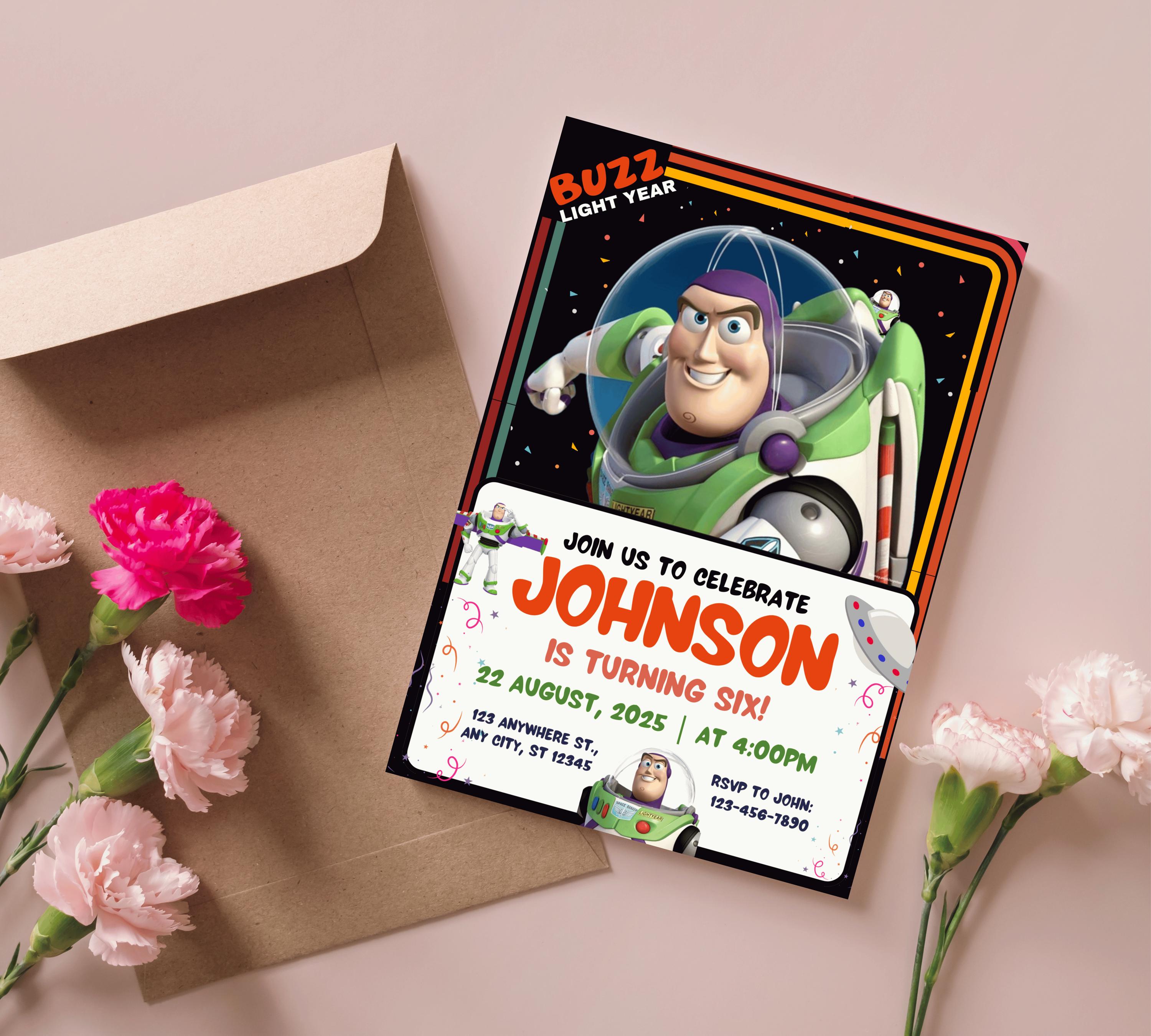 Buzz Lightyear Birthday Invitation Toy Story Birthday Invitation Buzz Digital Invite Buzz Lightyear Birthday Digital Printable Invitation