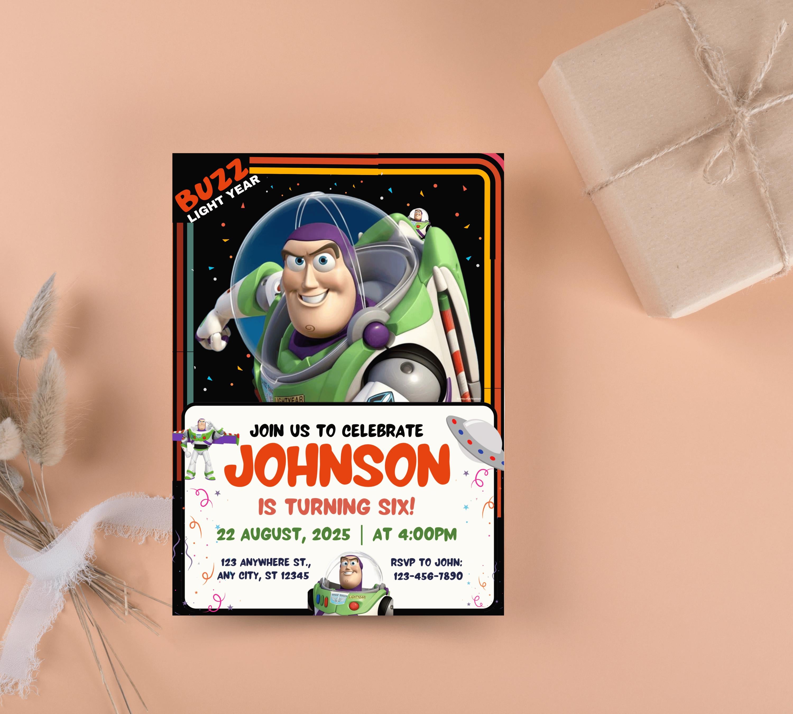 Buzz Lightyear Birthday Invitation Toy Story Birthday Invitation Buzz Digital Invite Buzz Lightyear Birthday Digital Printable Invitation