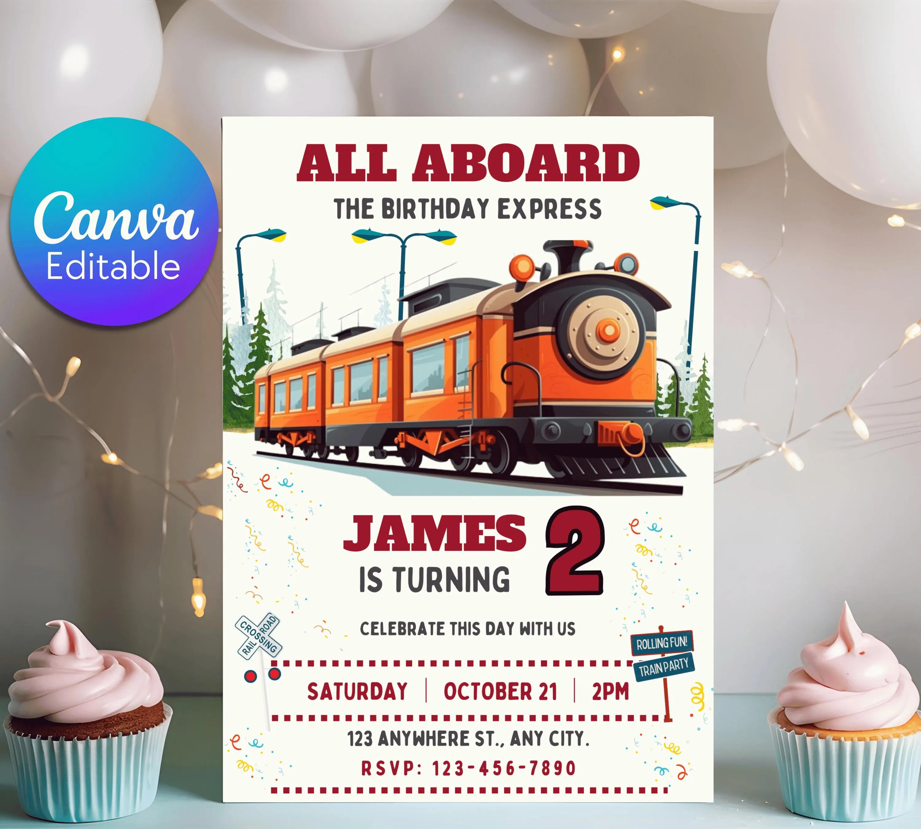 Train Invitation Editable Train Birthday Party Invitation Train Birthday Invite Modern Train Invitation Modern Train Party Invite Template