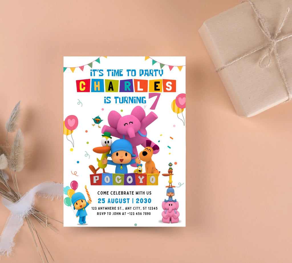 Editable Pocoyo Birthday invitation Pocoyo Invitation Pocoyo Party Kids Invite Printable and Editable Digital Kids Birthday Party Template