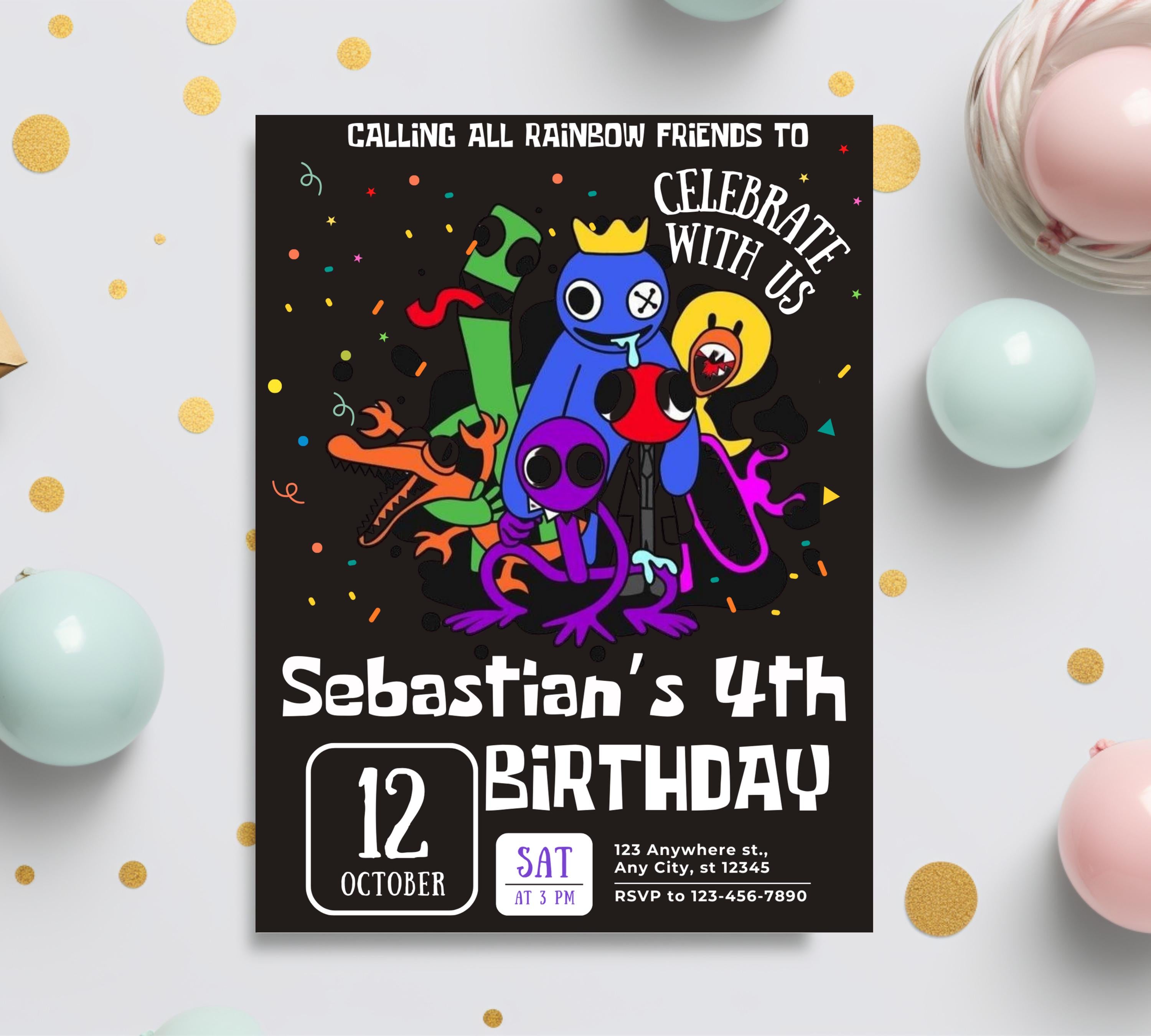 Pastel Rainbow Birthday Invitation Rainbow Birthday Girl Invite Rainbow of Fun Party Rainbow Spots Birthday Printable Gender Birthday Invite