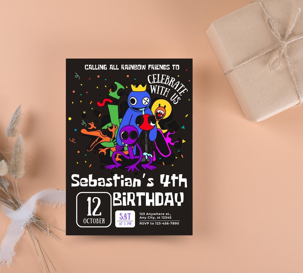 Pastel Rainbow Birthday Invitation Rainbow Birthday Girl Invite Rainbow of Fun Party Rainbow Spots Birthday Printable Gender Birthday Invite