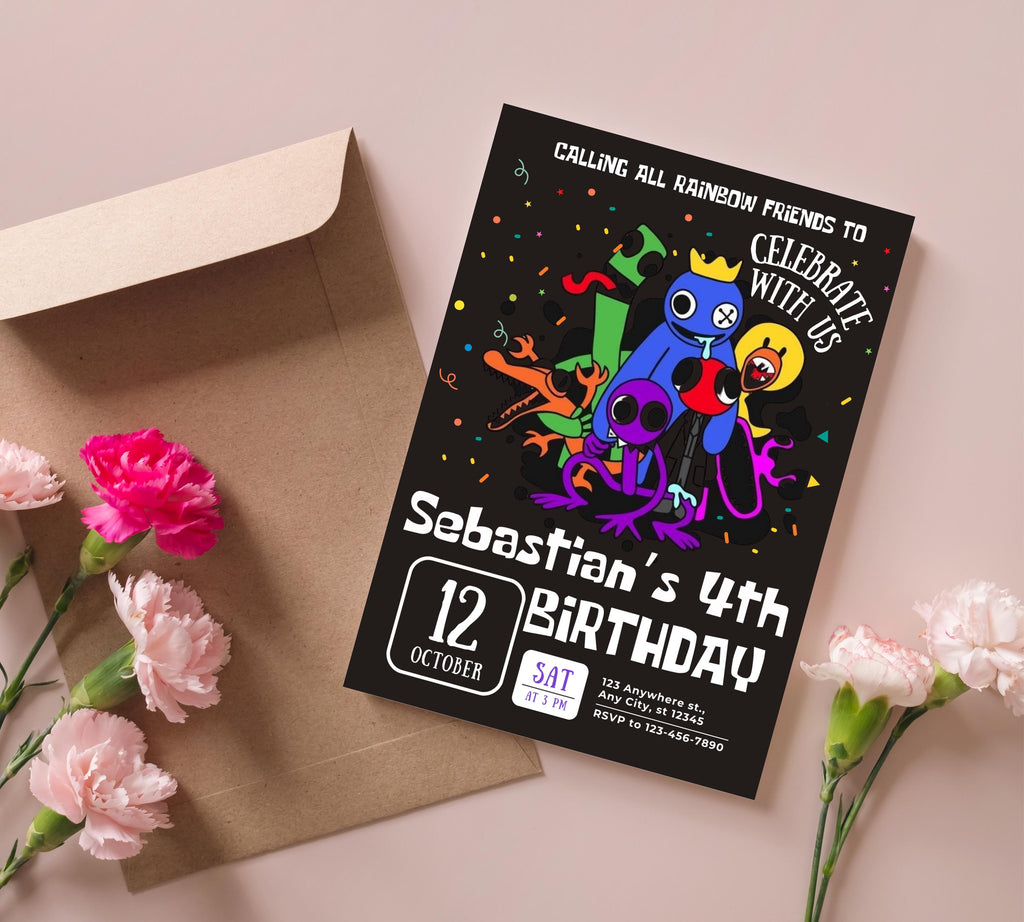 Pastel Rainbow Birthday Invitation Rainbow Birthday Girl Invite Rainbow of Fun Party Rainbow Spots Birthday Printable Gender Birthday Invite