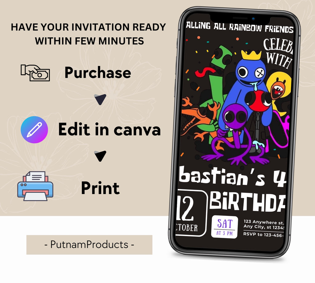 Pastel Rainbow Birthday Invitation Rainbow Birthday Girl Invite Rainbow of Fun Party Rainbow Spots Birthday Printable Gender Birthday Invite