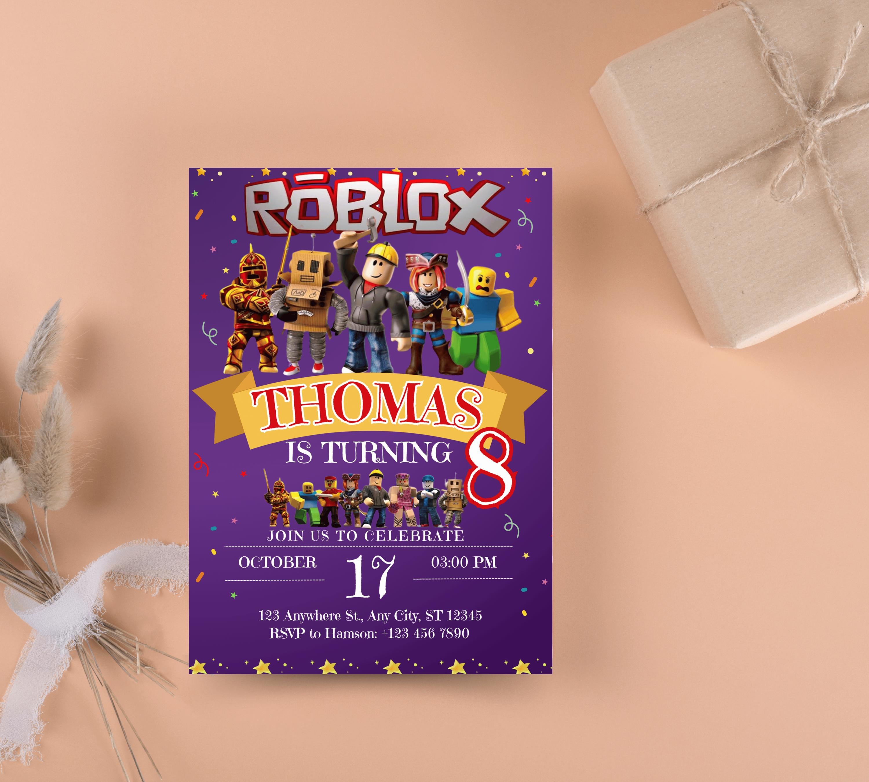 Editable Roblox Invitation Roblox Invite Game Party Roblox Boys Birthday Invitation Template Game Birthday Kid Roblox Roblox Invite Template