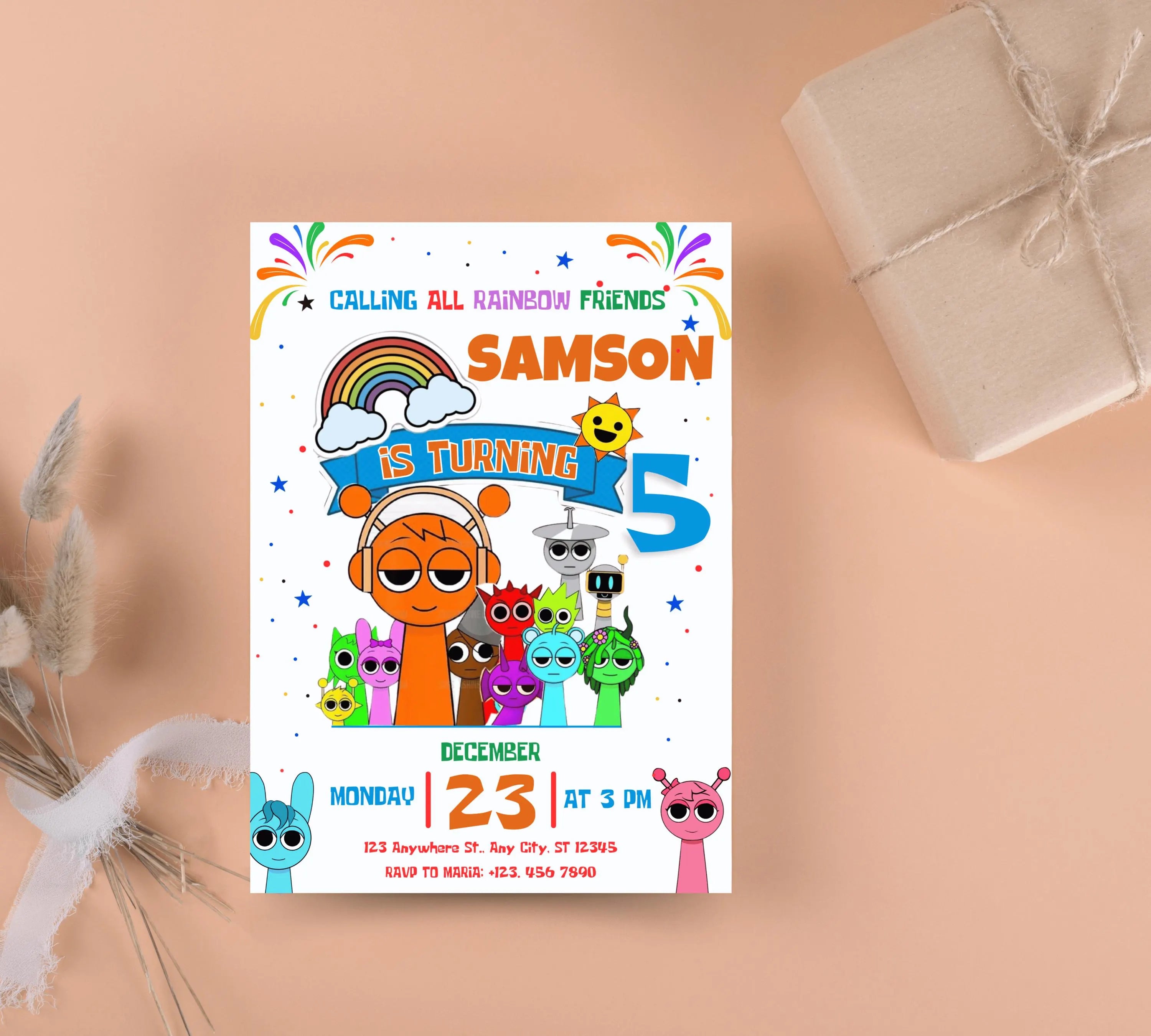 Editable Rainbow Friends Birthday Invitation, Rainbow Birthday Invite Rainbow, Birthday Invite, Rainbow Friends Birthday Invitations
