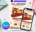 Editable Train Birthday Party Invitation for kids, Train Birthday Invite, Modern Train Invitation, Train Birthday Party Invitation Digital