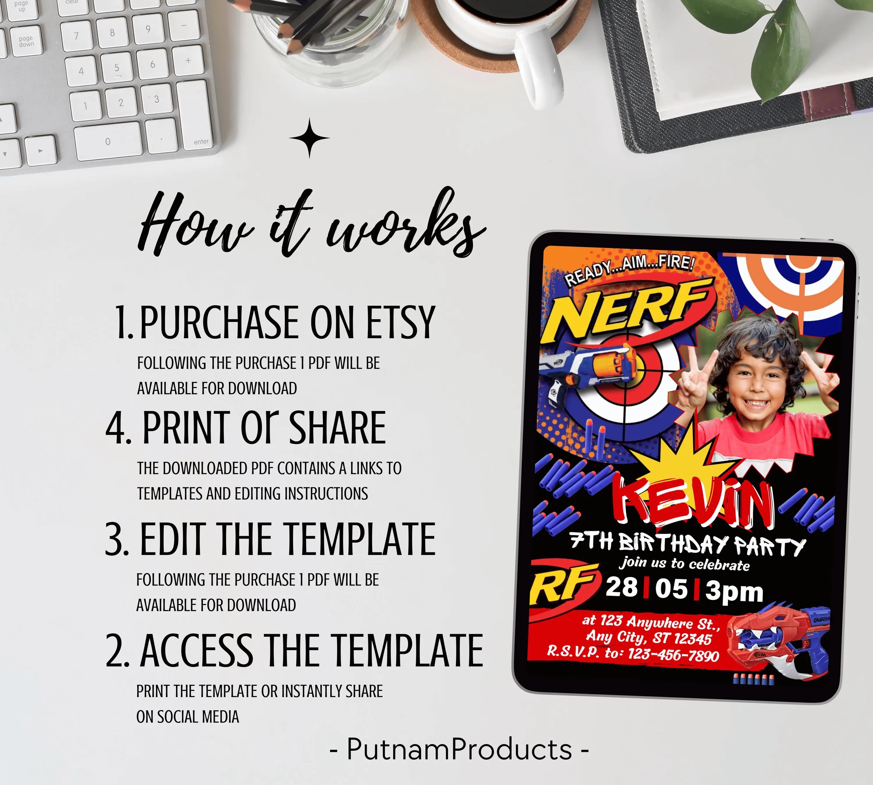 Kids Editable Nerf Birthday Invitation Template Printable Birthday Nerf Party Invitation Digital Kids Party Invite Nerf Party Template Evite