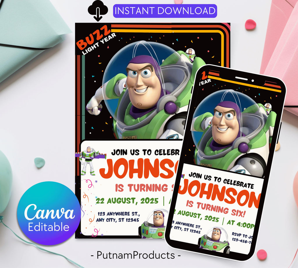 Buzz Lightyear Birthday Invitation Toy Story Birthday Invitation Buzz Digital Invite Buzz Lightyear Birthday Digital Printable Invitation