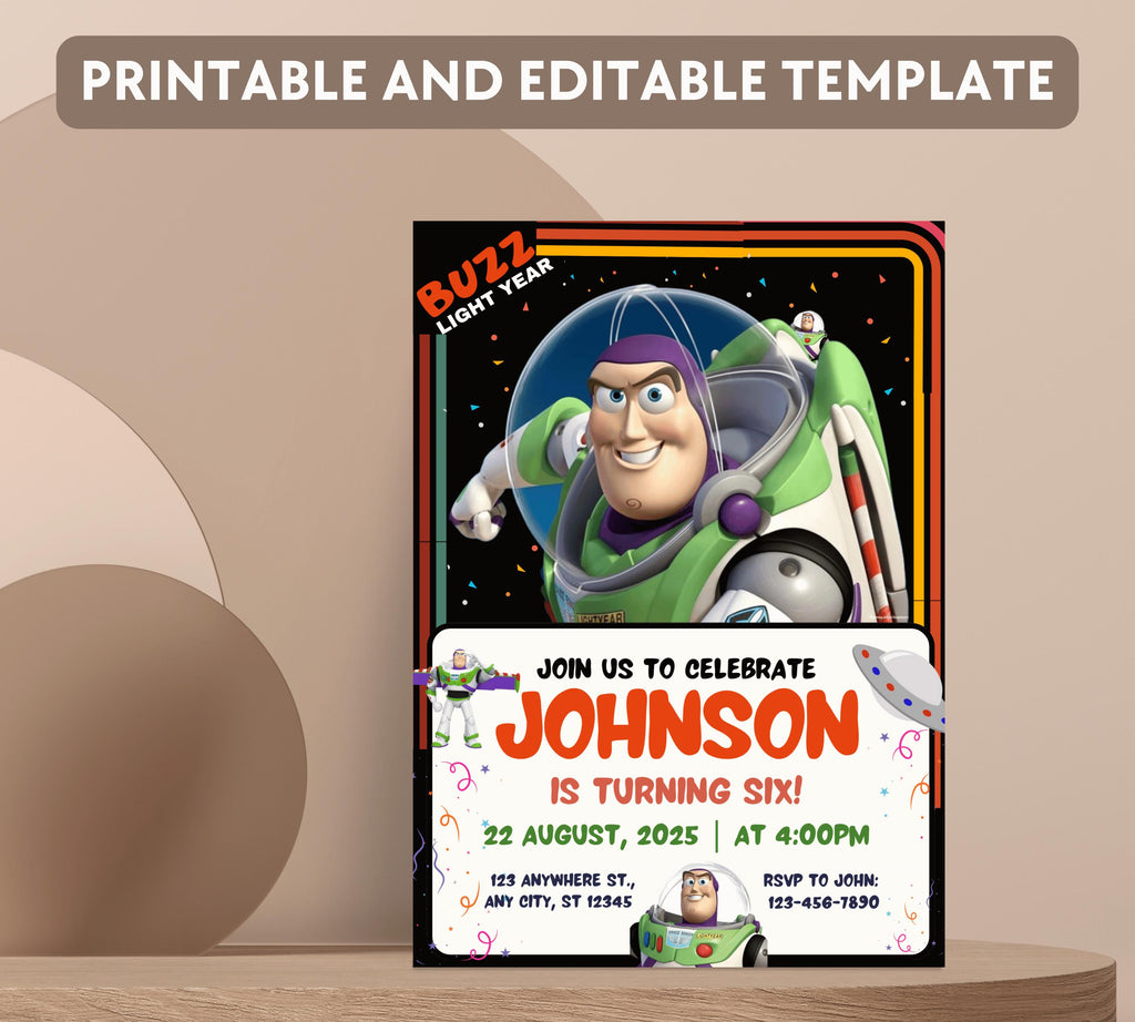 Buzz Lightyear Birthday Invitation Toy Story Birthday Invitation Buzz Digital Invite Buzz Lightyear Birthday Digital Printable Invitation
