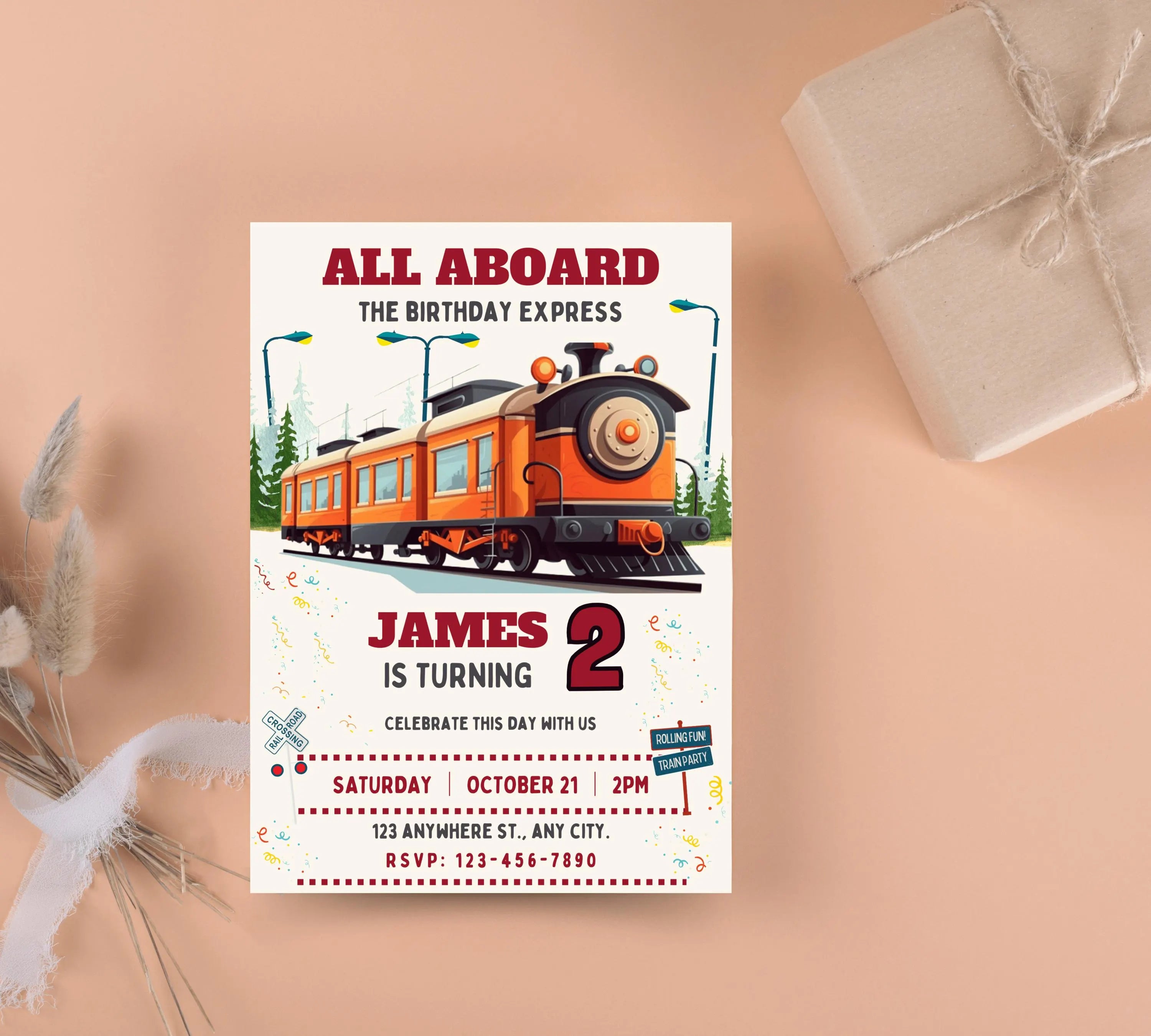Train Invitation Editable Train Birthday Party Invitation Train Birthday Invite Modern Train Invitation Modern Train Party Invite Template