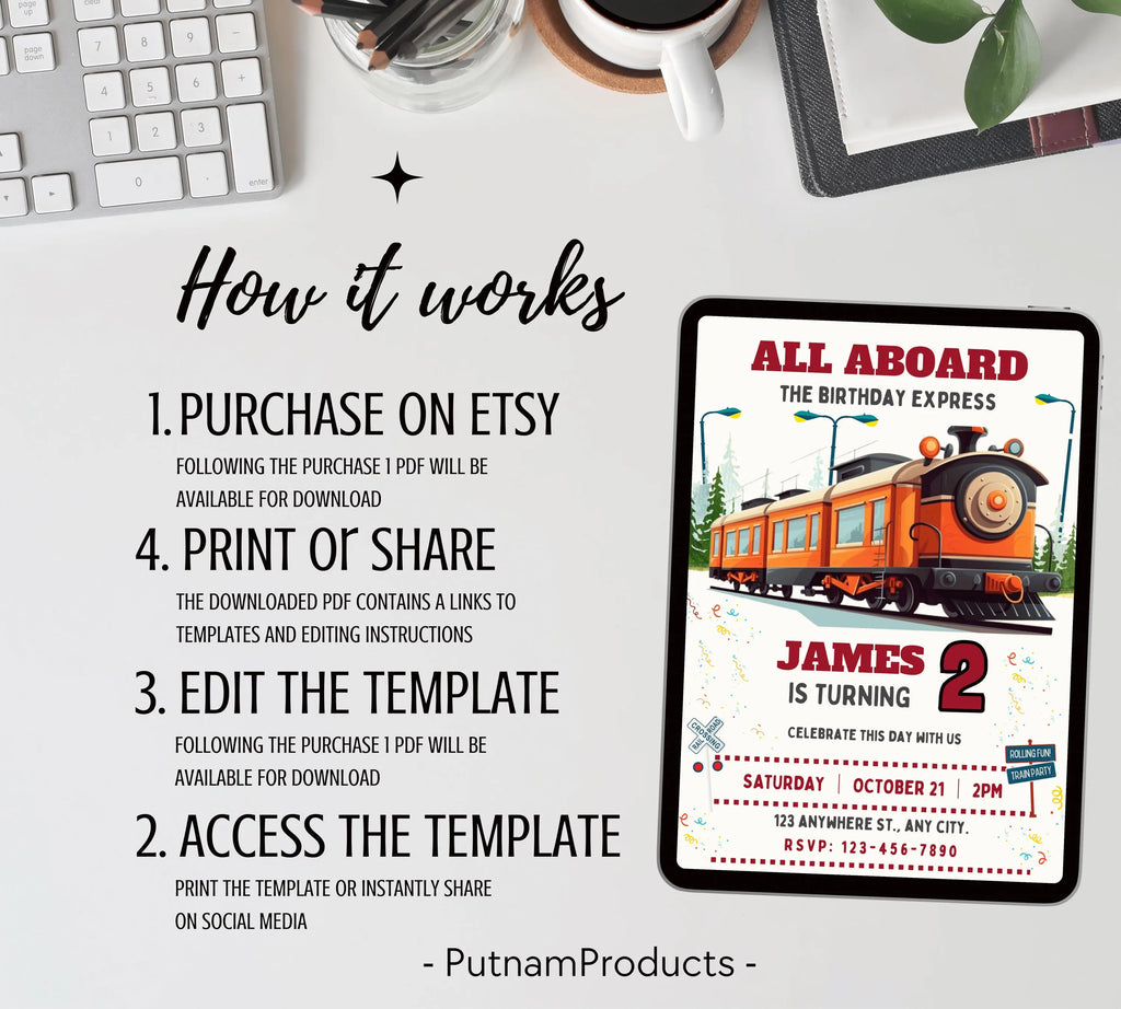 Train Invitation Editable Train Birthday Party Invitation Train Birthday Invite Modern Train Invitation Modern Train Party Invite Template