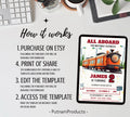 Train Invitation Editable Train Birthday Party Invitation Train Birthday Invite Modern Train Invitation Modern Train Party Invite Template