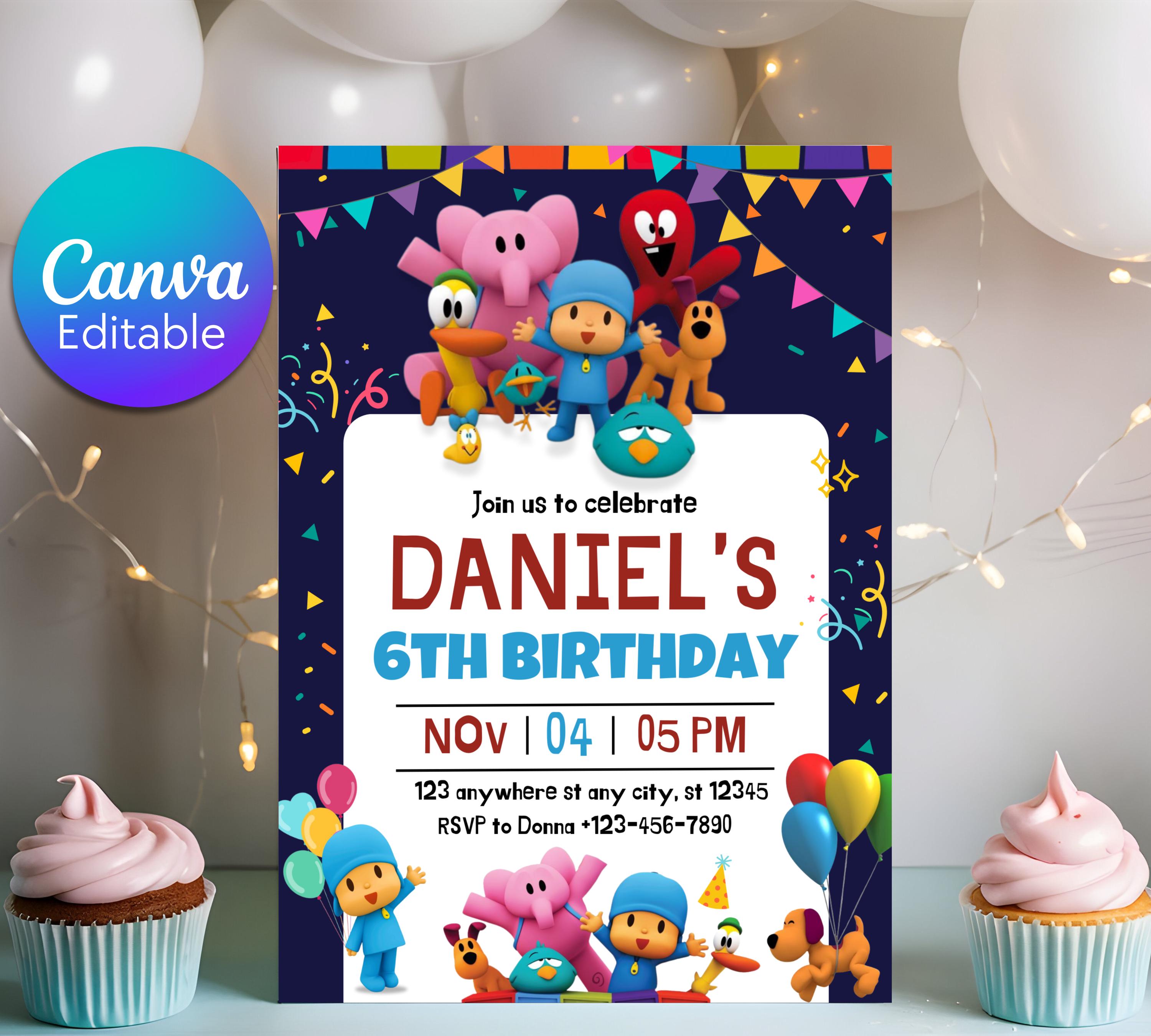 Editable Digital Birthday Invitation Pocoyo Invitation Pocoyo Birthday Invitation Instant Download  Personalized Pocoyo Birthday Invitation