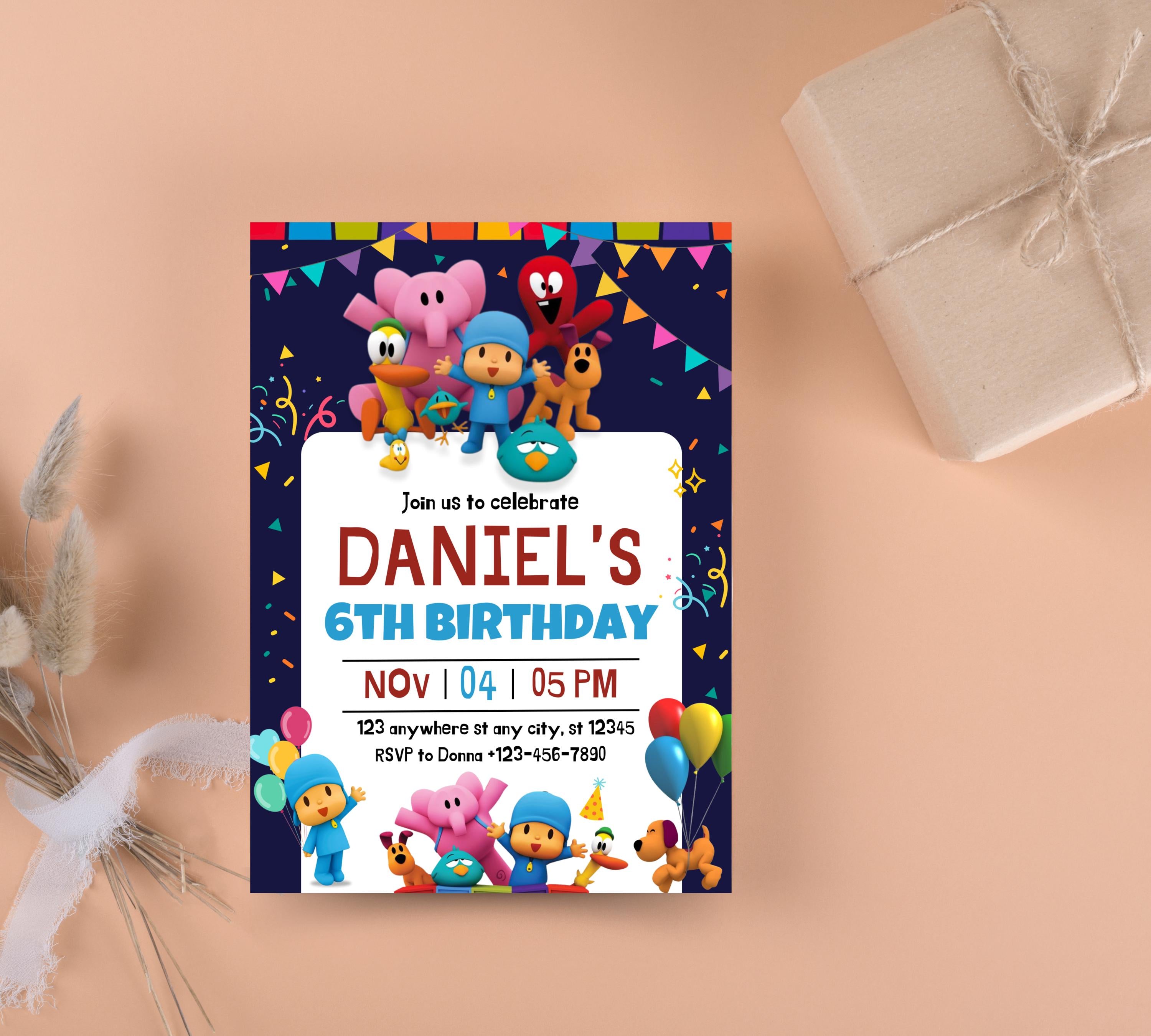 Editable Digital Birthday Invitation Pocoyo Invitation Pocoyo Birthday Invitation Instant Download  Personalized Pocoyo Birthday Invitation