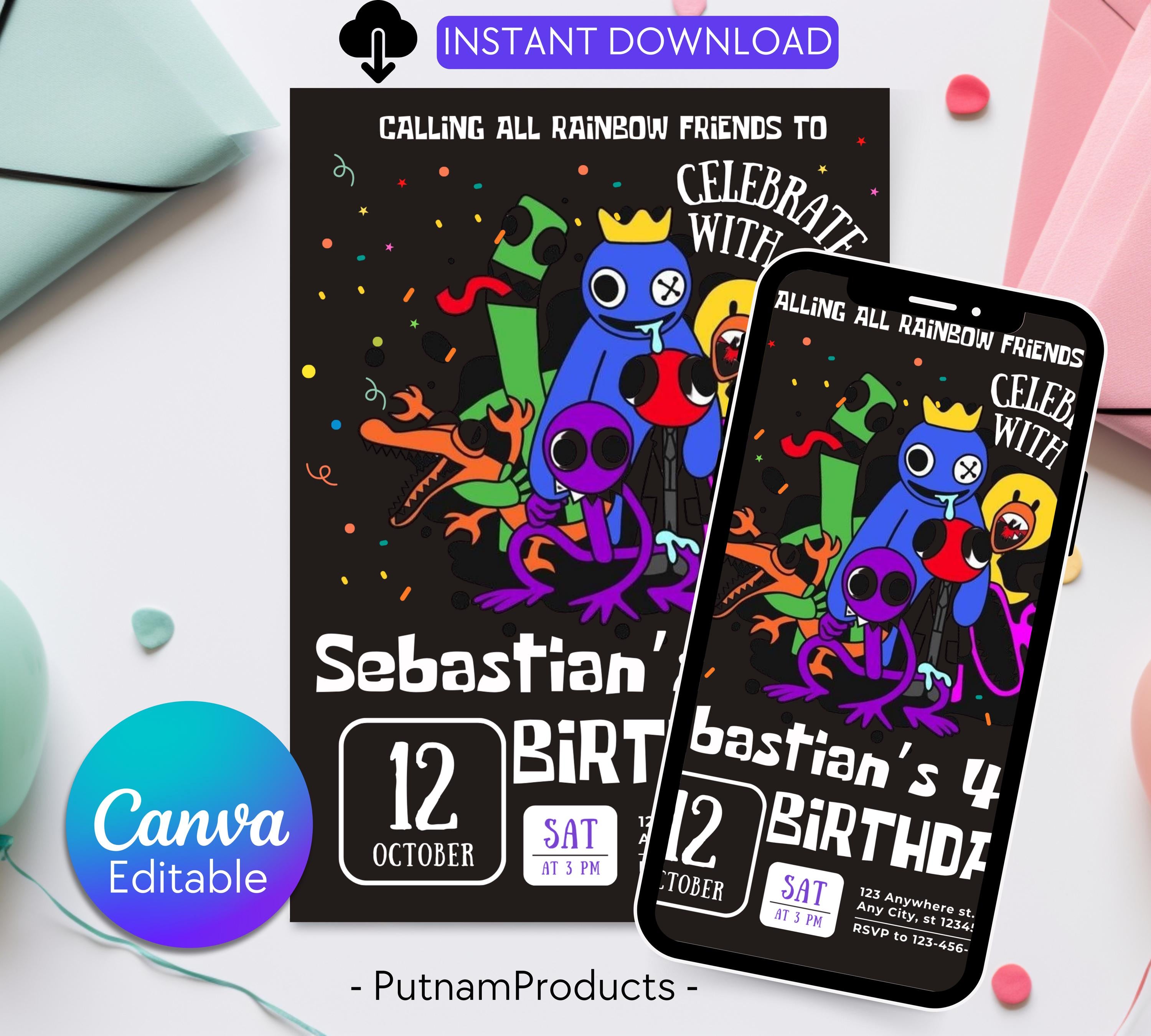 Pastel Rainbow Birthday Invitation Rainbow Birthday Girl Invite Rainbow of Fun Party Rainbow Spots Birthday Printable Gender Birthday Invite