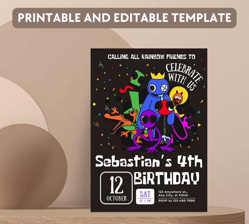 Pastel Rainbow Birthday Invitation Rainbow Birthday Girl Invite Rainbow of Fun Party Rainbow Spots Birthday Printable Gender Birthday Invite