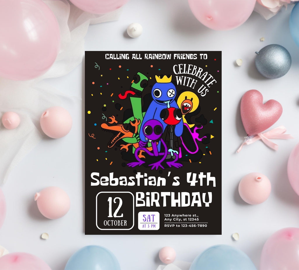 Pastel Rainbow Birthday Invitation Rainbow Birthday Girl Invite Rainbow of Fun Party Rainbow Spots Birthday Printable Gender Birthday Invite