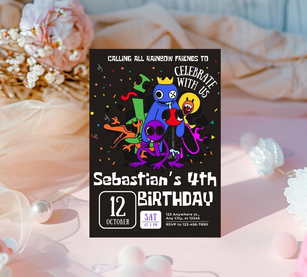 Pastel Rainbow Birthday Invitation Rainbow Birthday Girl Invite Rainbow of Fun Party Rainbow Spots Birthday Printable Gender Birthday Invite